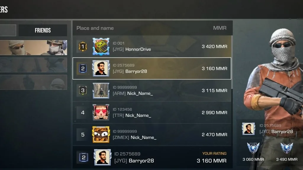 Standoff 2 — таблица рейтинга и MMR